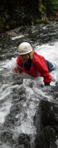 Hen parties really enjoy lake district gorge scrambles at hi water levels.
